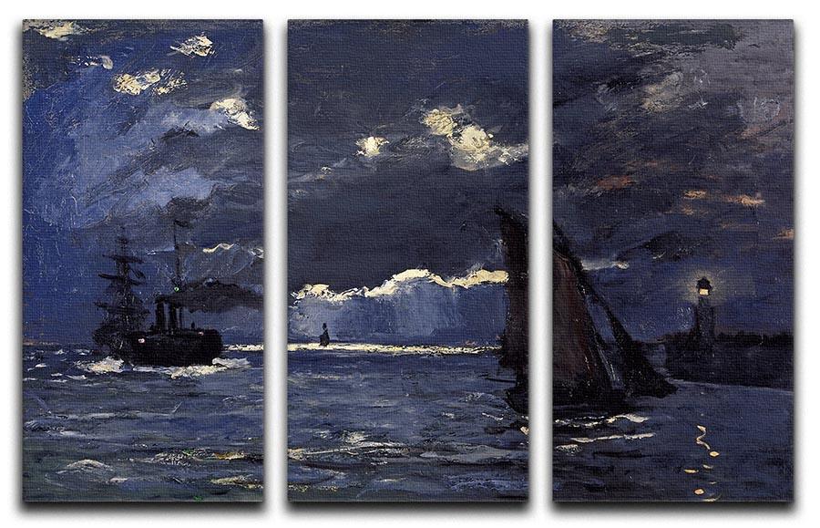 Shipping by Moonlight by Monet Split Panel Canvas Print - Canvas Art Rocks - 4