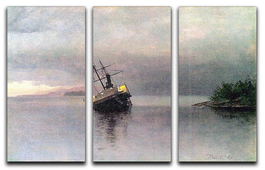 Shipwreck in Loring bay Alaska by Bierstadt 3 Split Panel Canvas Print - Canvas Art Rocks - 1