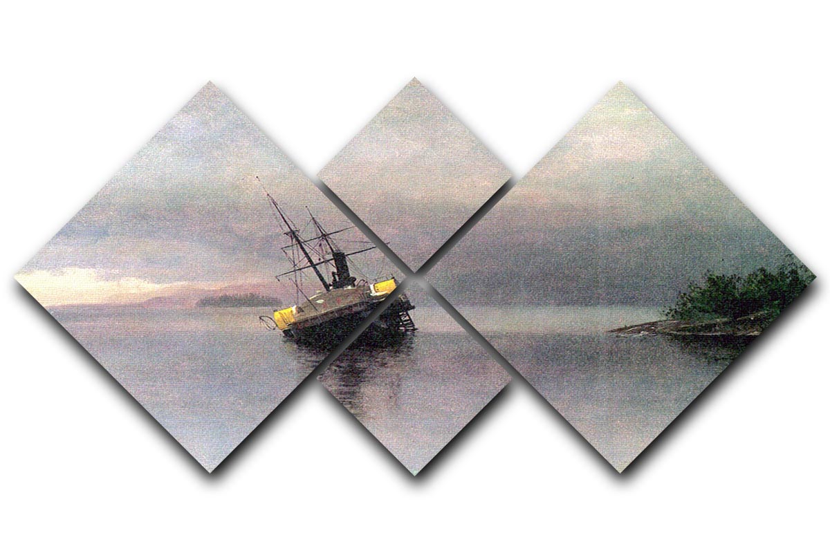 Shipwreck in Loring bay Alaska by Bierstadt 4 Square Multi Panel Canvas - Canvas Art Rocks - 1