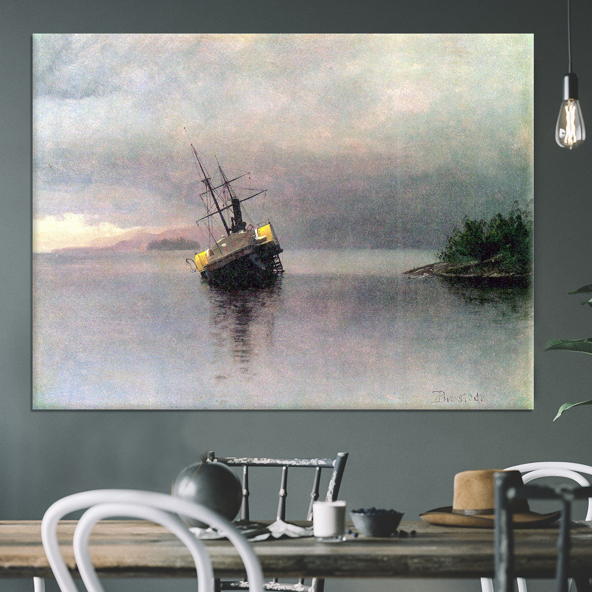 Shipwreck in Loring bay Alaska by Bierstadt Canvas Print or Poster - Canvas Art Rocks - 3