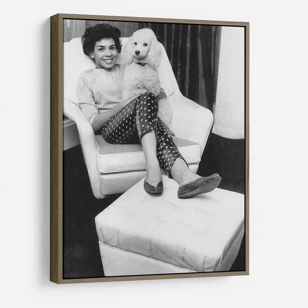 Shirley Bassey with her poodle HD Metal Print