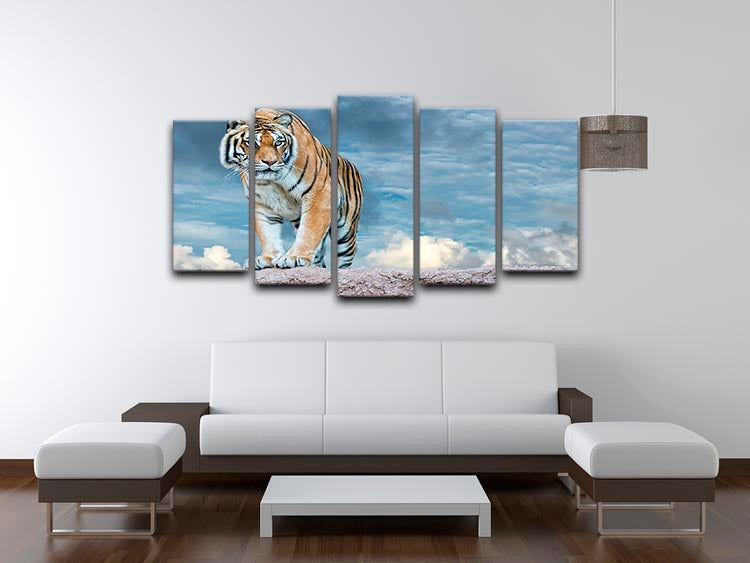 Siberian tiger ready to attack 5 Split Panel Canvas - Canvas Art Rocks - 3