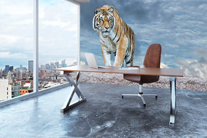 Siberian tiger ready to attack Wall Mural Wallpaper - Canvas Art Rocks - 3