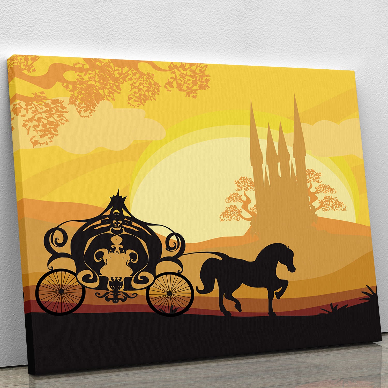 Silhouette of a horse carriage Canvas Print or Poster - Canvas Art Rocks - 1