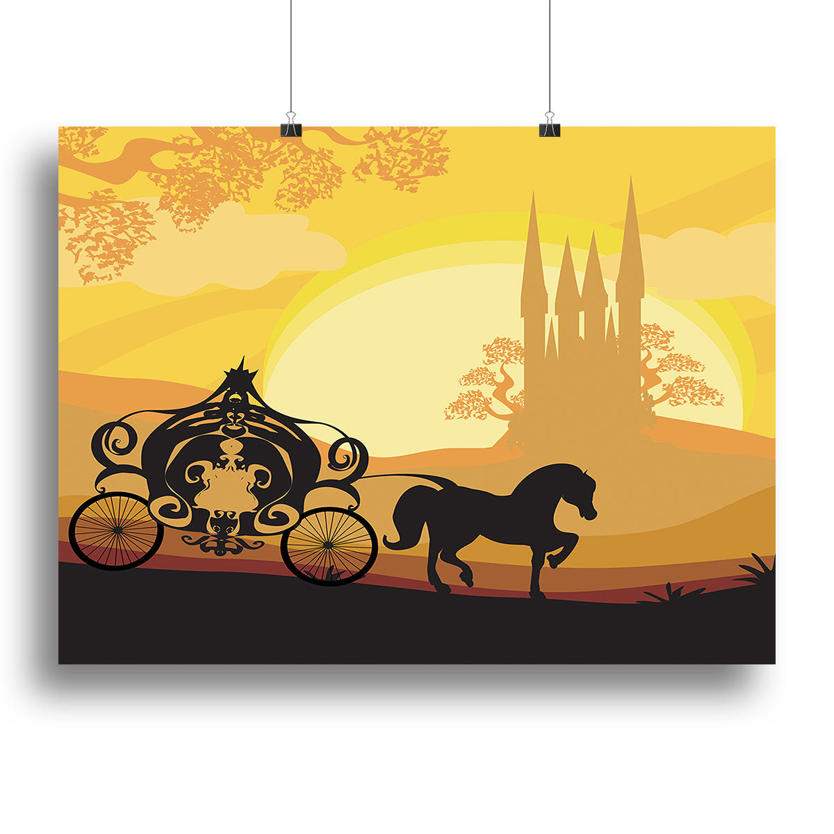 Silhouette of a horse carriage Canvas Print or Poster - Canvas Art Rocks - 2