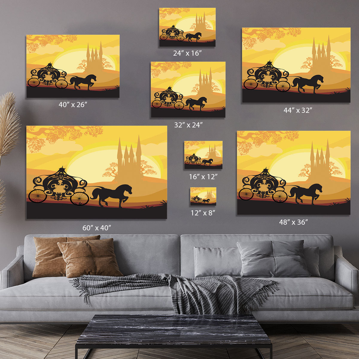 Silhouette of a horse carriage Canvas Print or Poster - Canvas Art Rocks - 7
