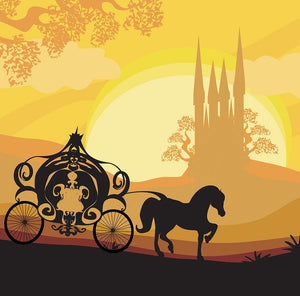 Silhouette of a horse carriage Wall Mural Wallpaper - Canvas Art Rocks - 1