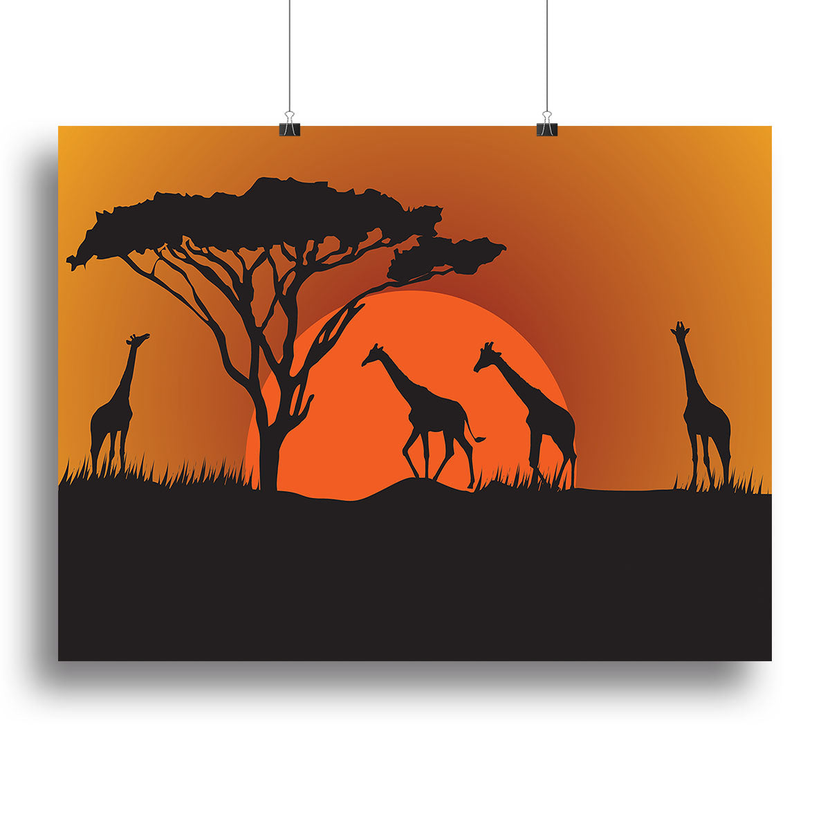 Silhouettes of giraffes in safari sunset Canvas Print or Poster - Canvas Art Rocks - 2