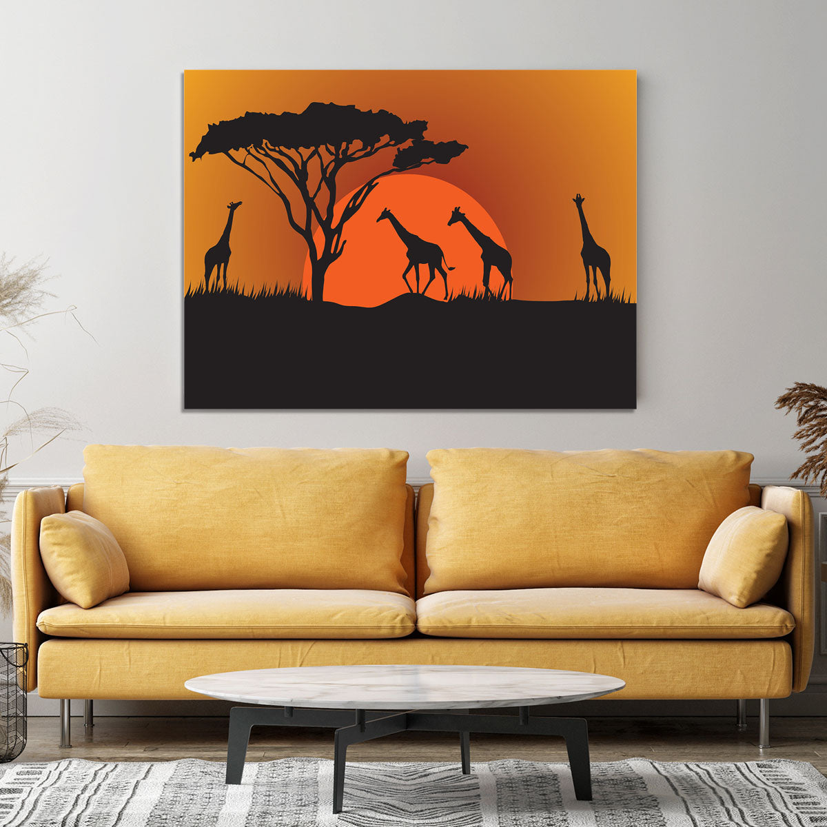 Silhouettes of giraffes in safari sunset Canvas Print or Poster - Canvas Art Rocks - 4