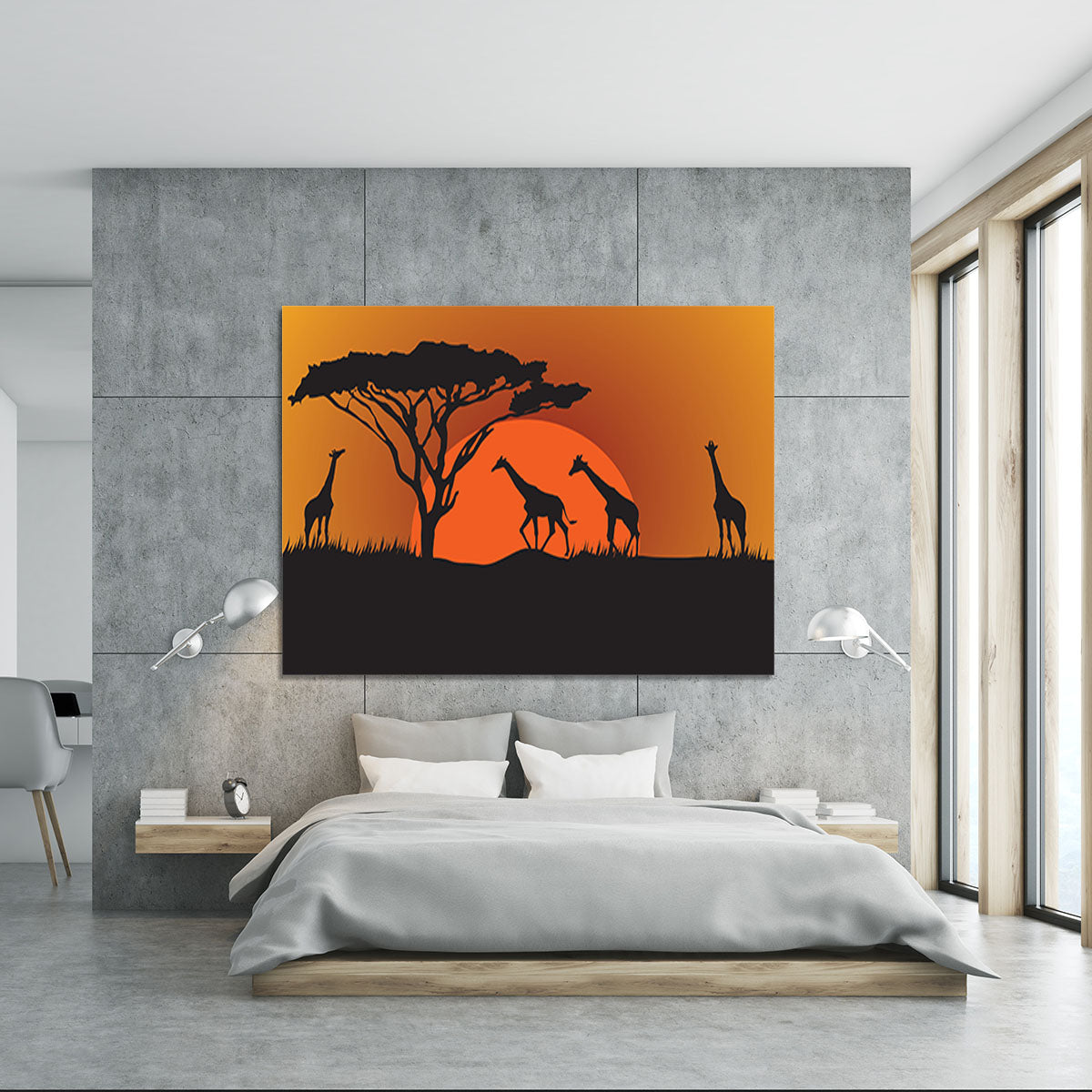 Silhouettes of giraffes in safari sunset Canvas Print or Poster - Canvas Art Rocks - 5