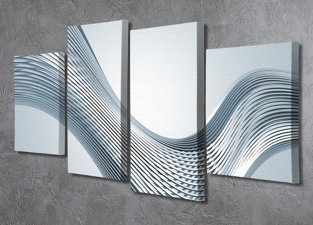 Silver Wave 4 Split Panel Canvas - Canvas Art Rocks - 2