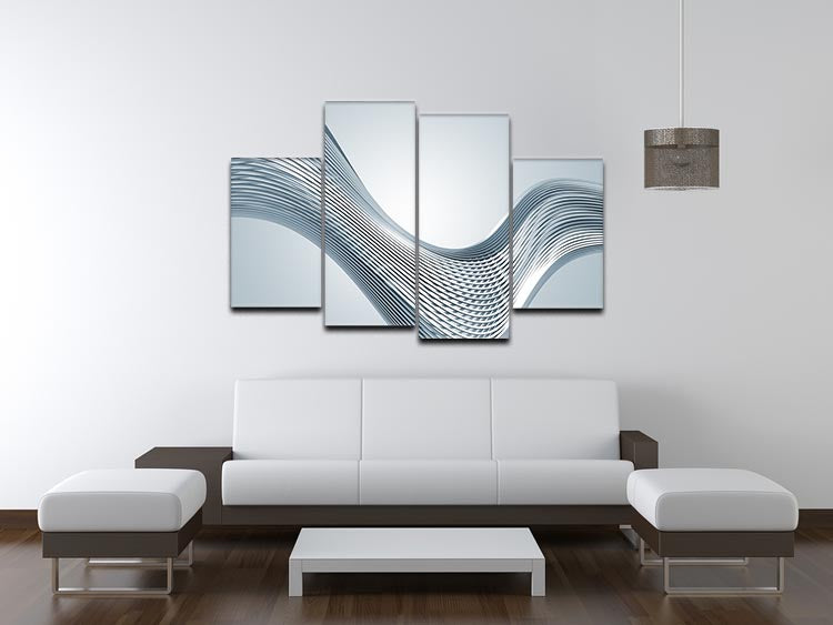 Silver Wave 4 Split Panel Canvas - Canvas Art Rocks - 3