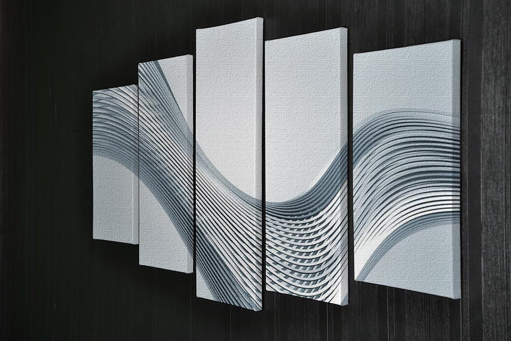 Silver Wave 5 Split Panel Canvas - Canvas Art Rocks - 2