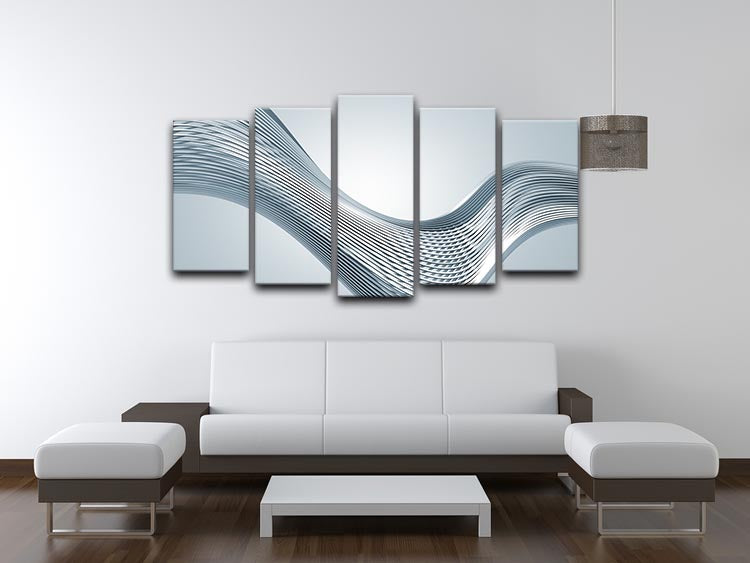 Silver Wave 5 Split Panel Canvas - Canvas Art Rocks - 3