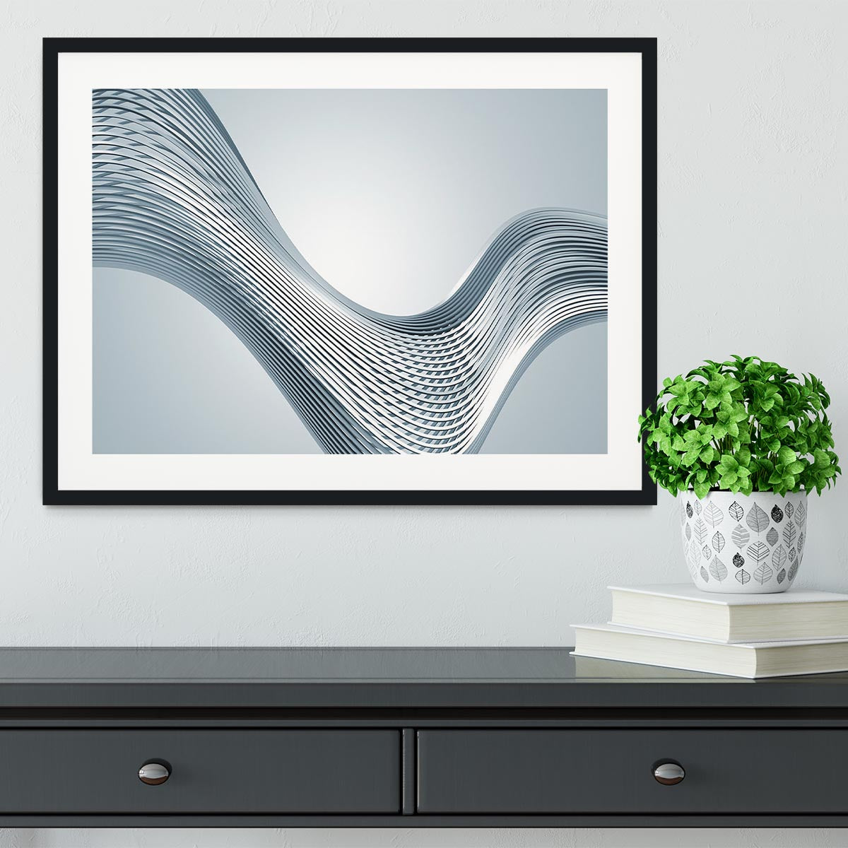 Silver Wave Framed Print - Canvas Art Rocks - 1