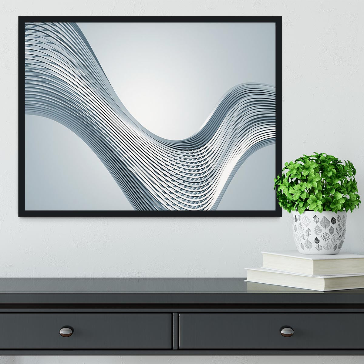Silver Wave Framed Print - Canvas Art Rocks - 2