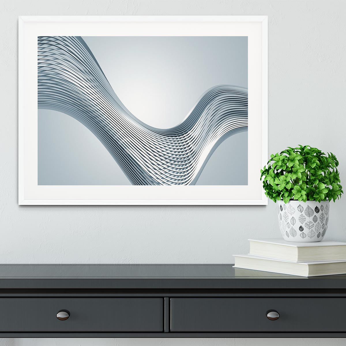 Silver Wave Framed Print - Canvas Art Rocks - 5