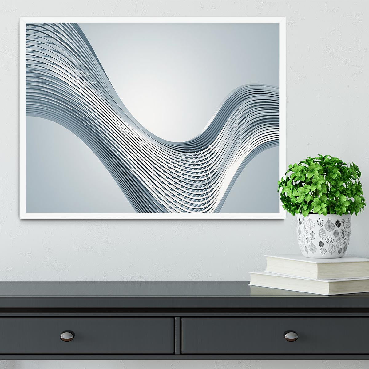 Silver Wave Framed Print - Canvas Art Rocks -6