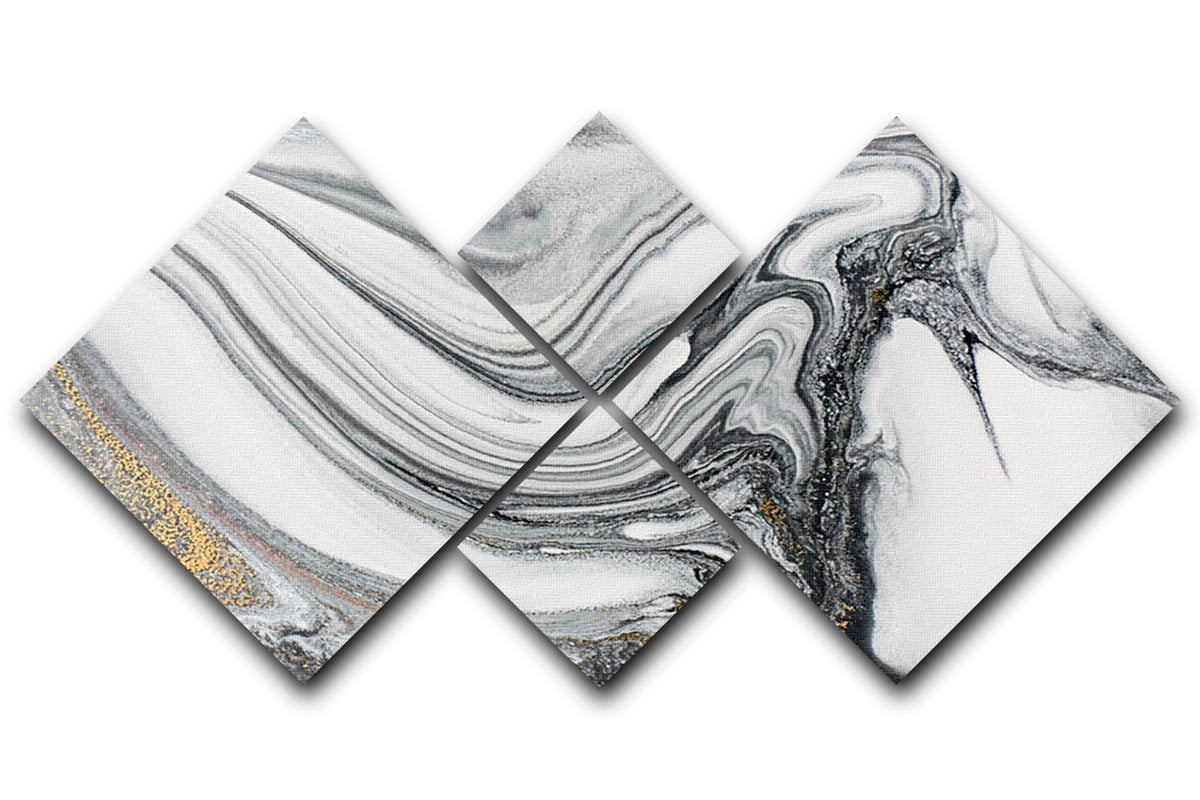Silver and White Marble Swirl 4 Square Multi Panel Canvas - Canvas Art Rocks - 1