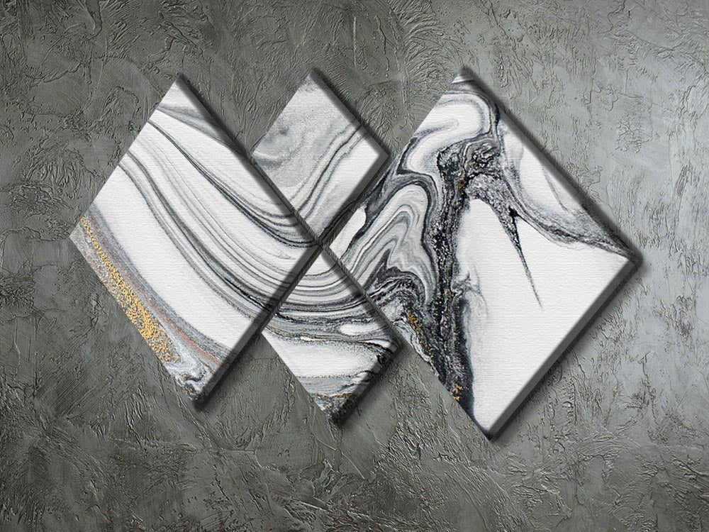 Silver and White Marble Swirl 4 Square Multi Panel Canvas - Canvas Art Rocks - 2