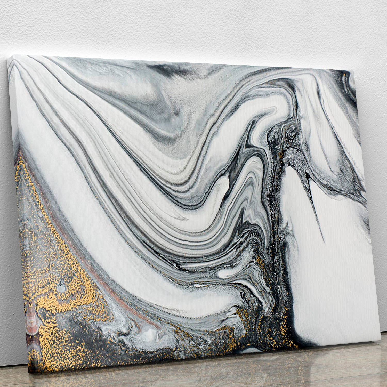 Silver and White Marble Swirl Canvas Print or Poster - Canvas Art Rocks - 1