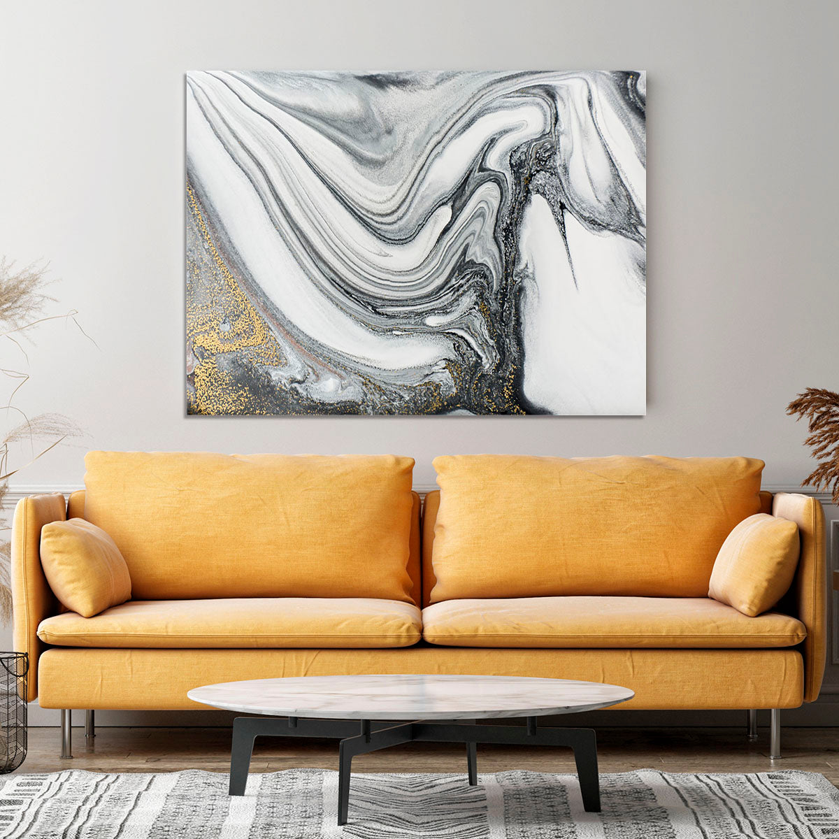 Silver and White Marble Swirl Canvas Print or Poster - Canvas Art Rocks - 4