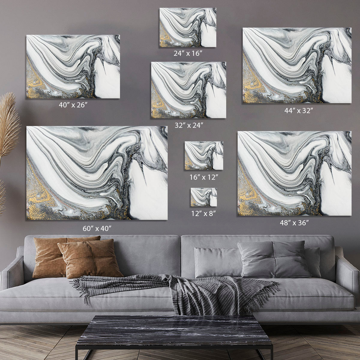 Silver and White Marble Swirl Canvas Print or Poster - Canvas Art Rocks - 7
