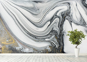 Silver and White Marble Swirl Wall Mural Wallpaper - Canvas Art Rocks - 4