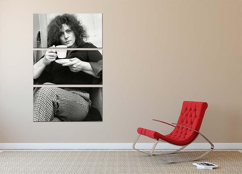 Singer Marc Bolan with tea 3 Split Panel Canvas Print - Canvas Art Rocks - 2