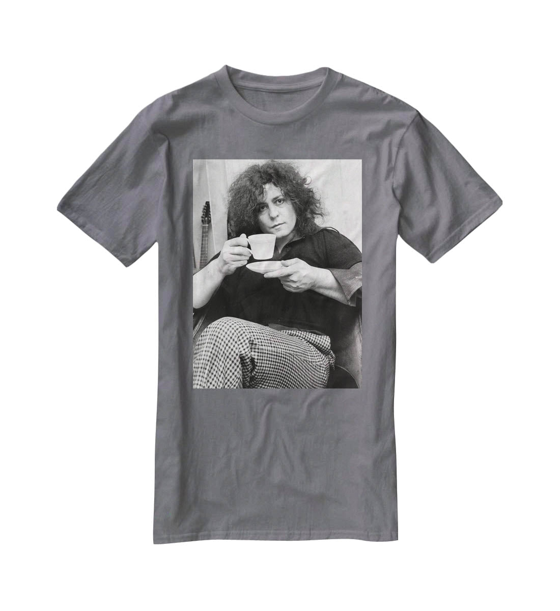 Singer Marc Bolan with tea T-Shirt - Canvas Art Rocks - 3