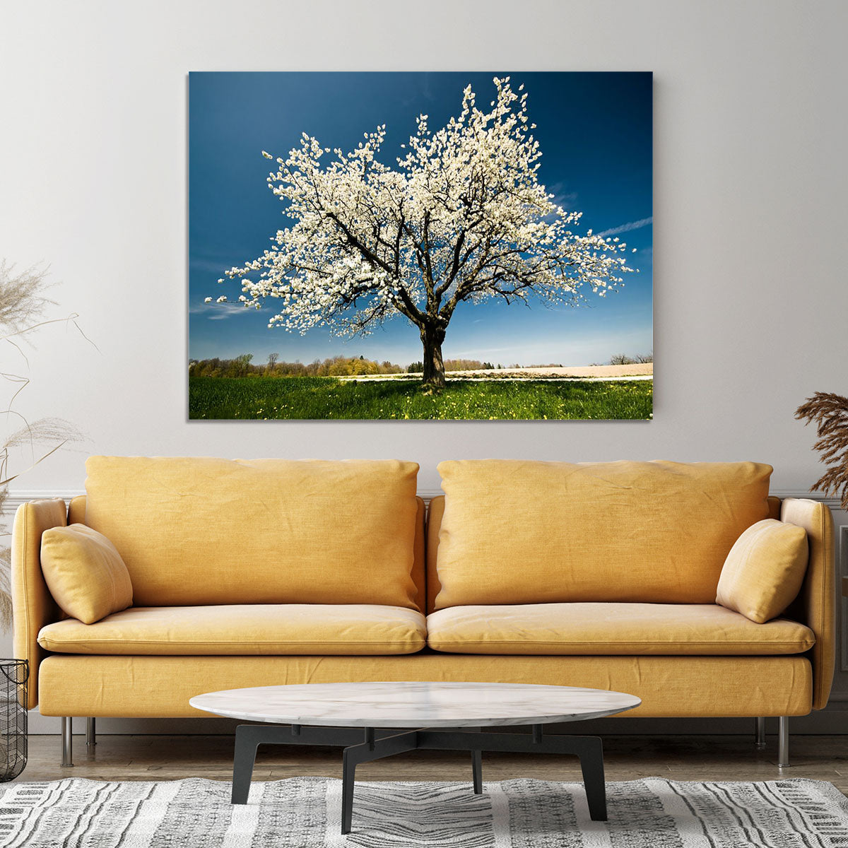 Single blossoming tree in spring Canvas Print or Poster - Canvas Art Rocks - 4