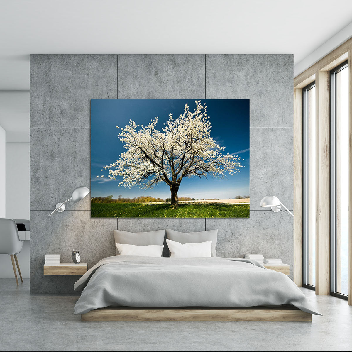 Single blossoming tree in spring Canvas Print or Poster - Canvas Art Rocks - 5