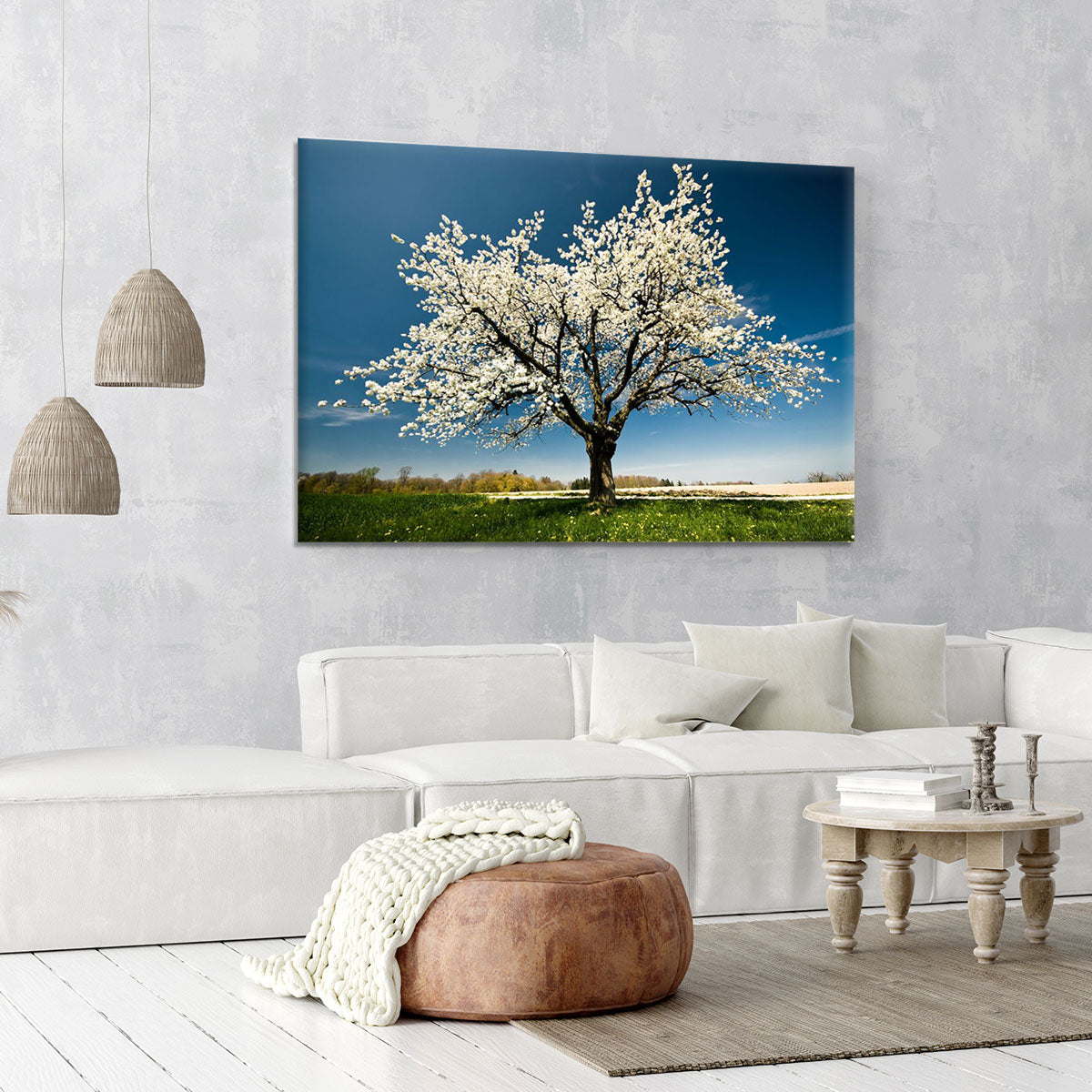 Single blossoming tree in spring Canvas Print or Poster - Canvas Art Rocks - 6