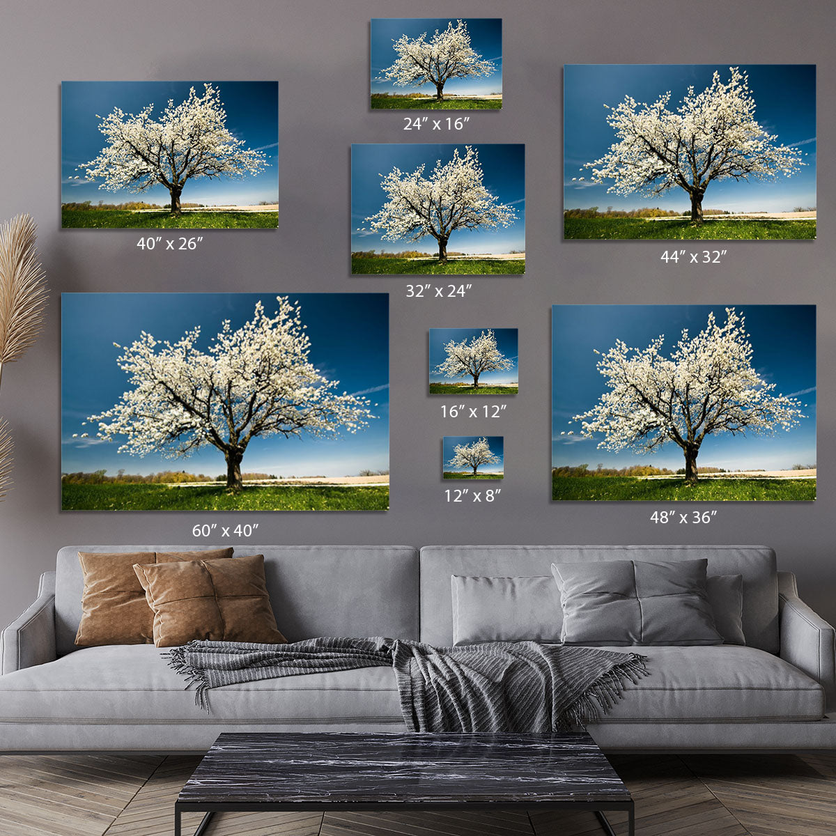 Single blossoming tree in spring Canvas Print or Poster - Canvas Art Rocks - 7