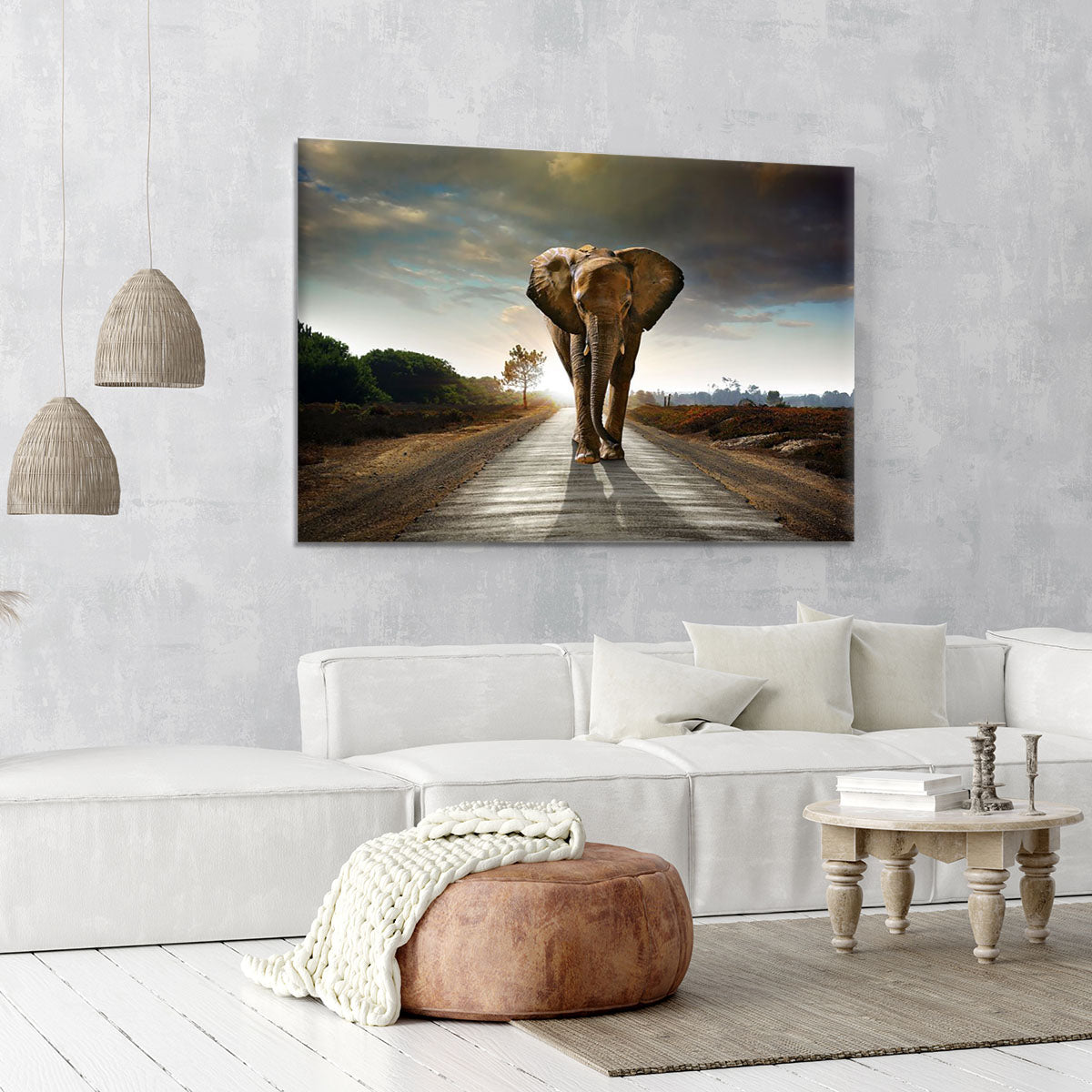Single elephant walking in a road Canvas Print or Poster - Canvas Art Rocks - 6