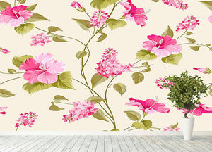 Siringa and hibiscus flower Wall Mural Wallpaper - Canvas Art Rocks - 4