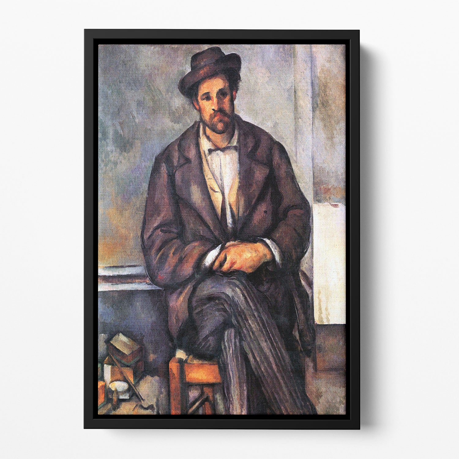 Sitting Farmer by Cezanne Floating Framed Canvas - Canvas Art Rocks - 2