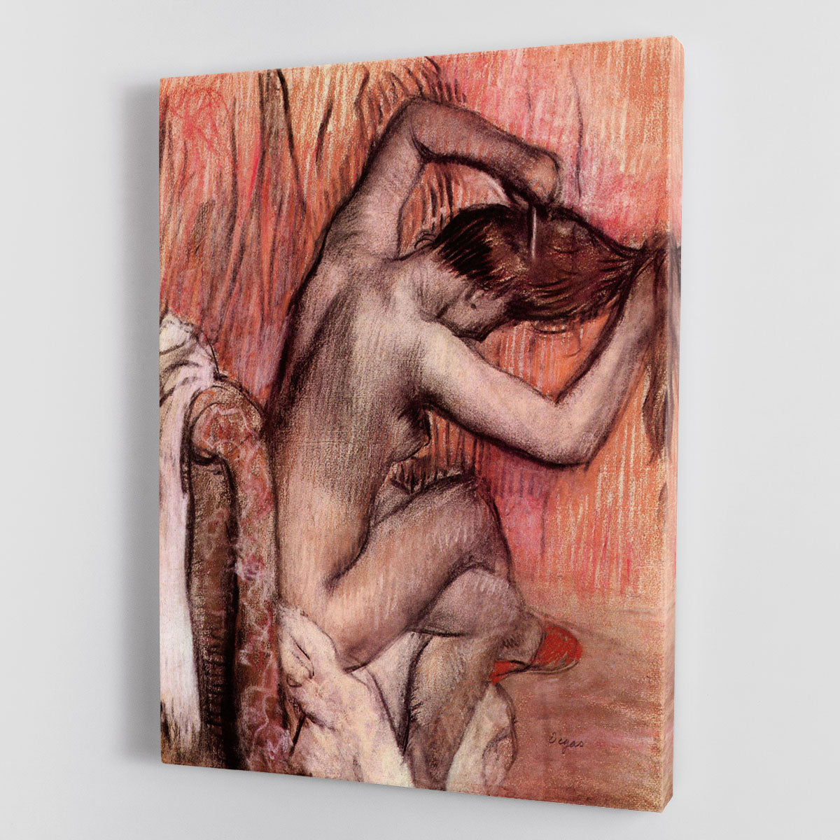 Sitting and brushing by Degas Canvas Print or Poster - Canvas Art Rocks - 1