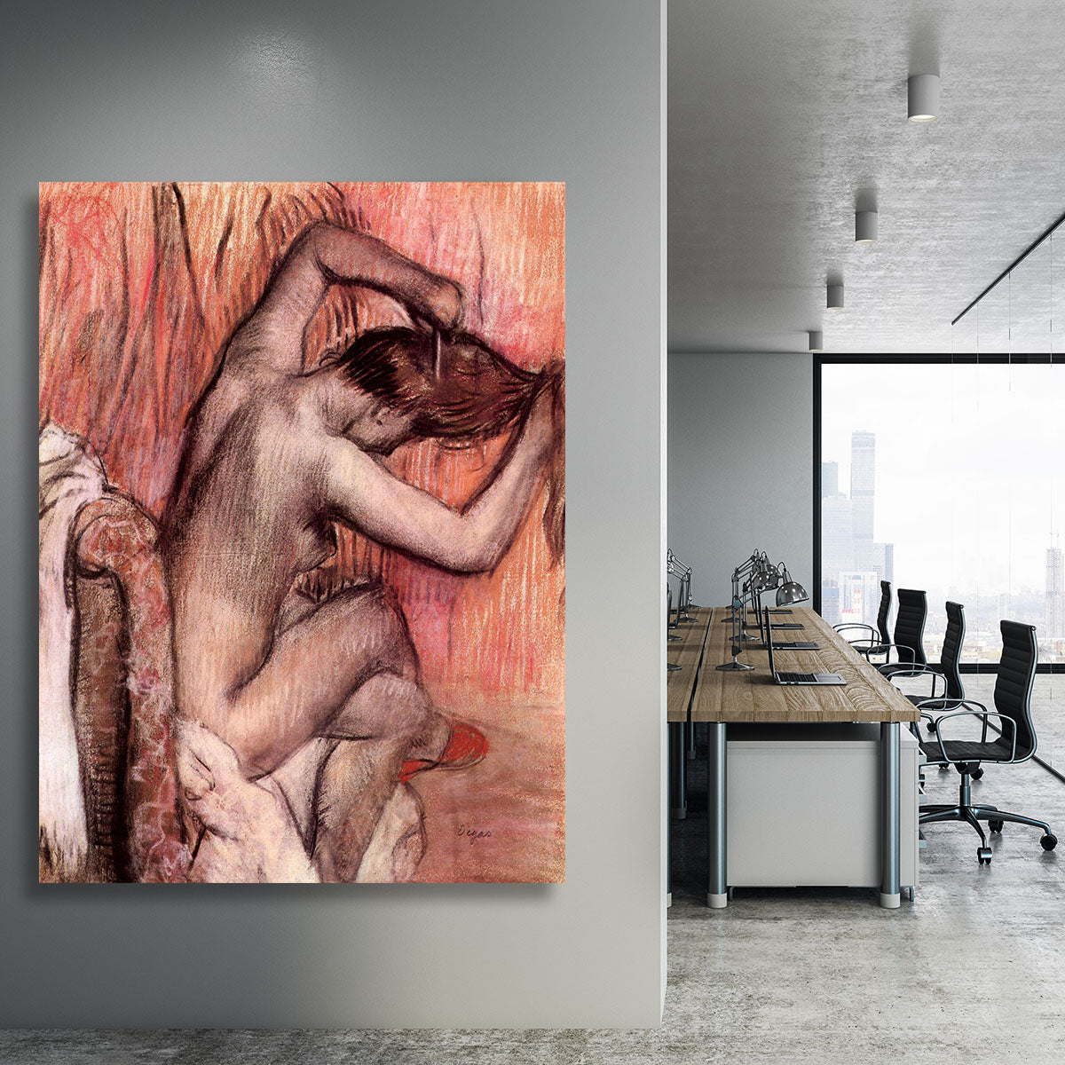Sitting and brushing by Degas Canvas Print or Poster - Canvas Art Rocks - 3