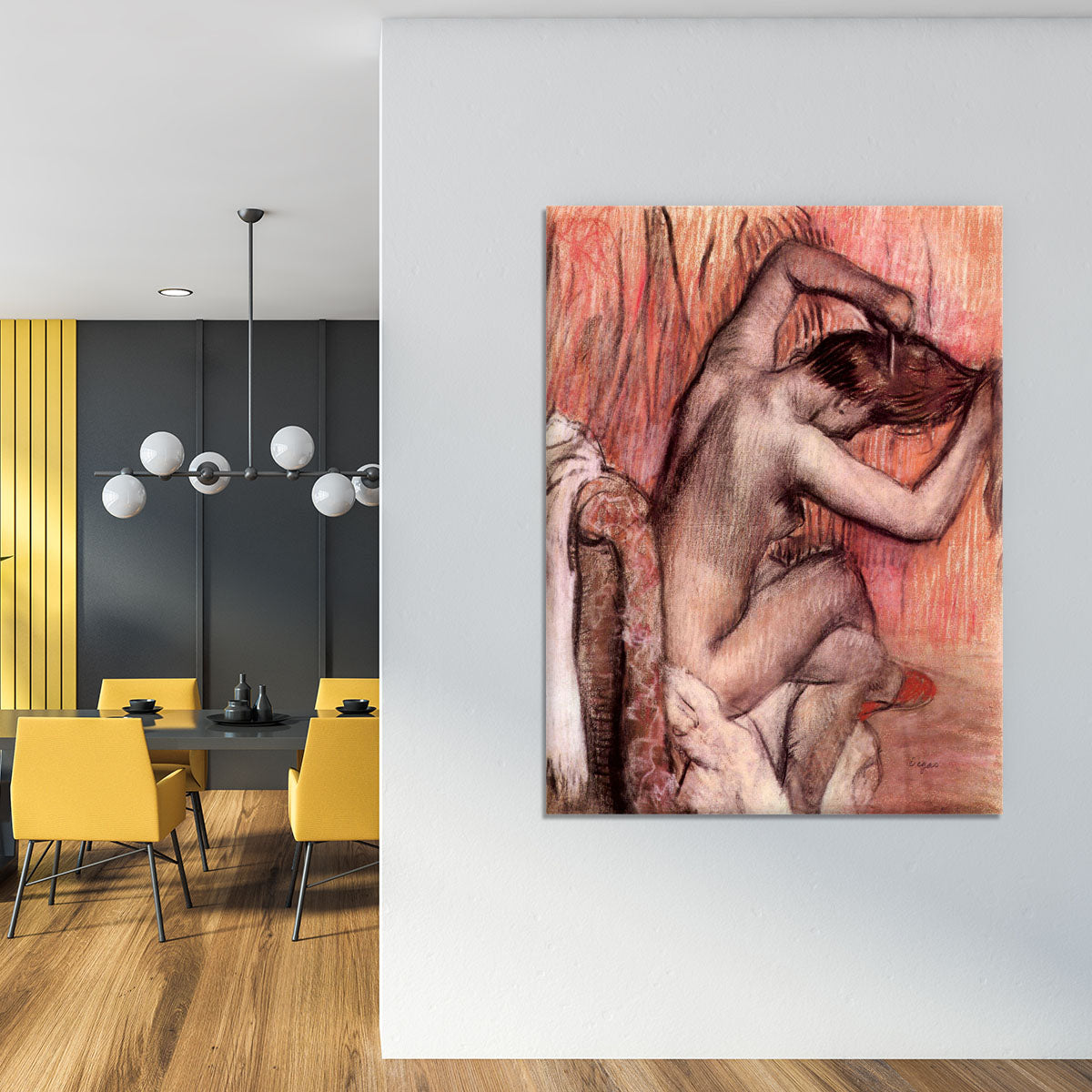 Sitting and brushing by Degas Canvas Print or Poster - Canvas Art Rocks - 4