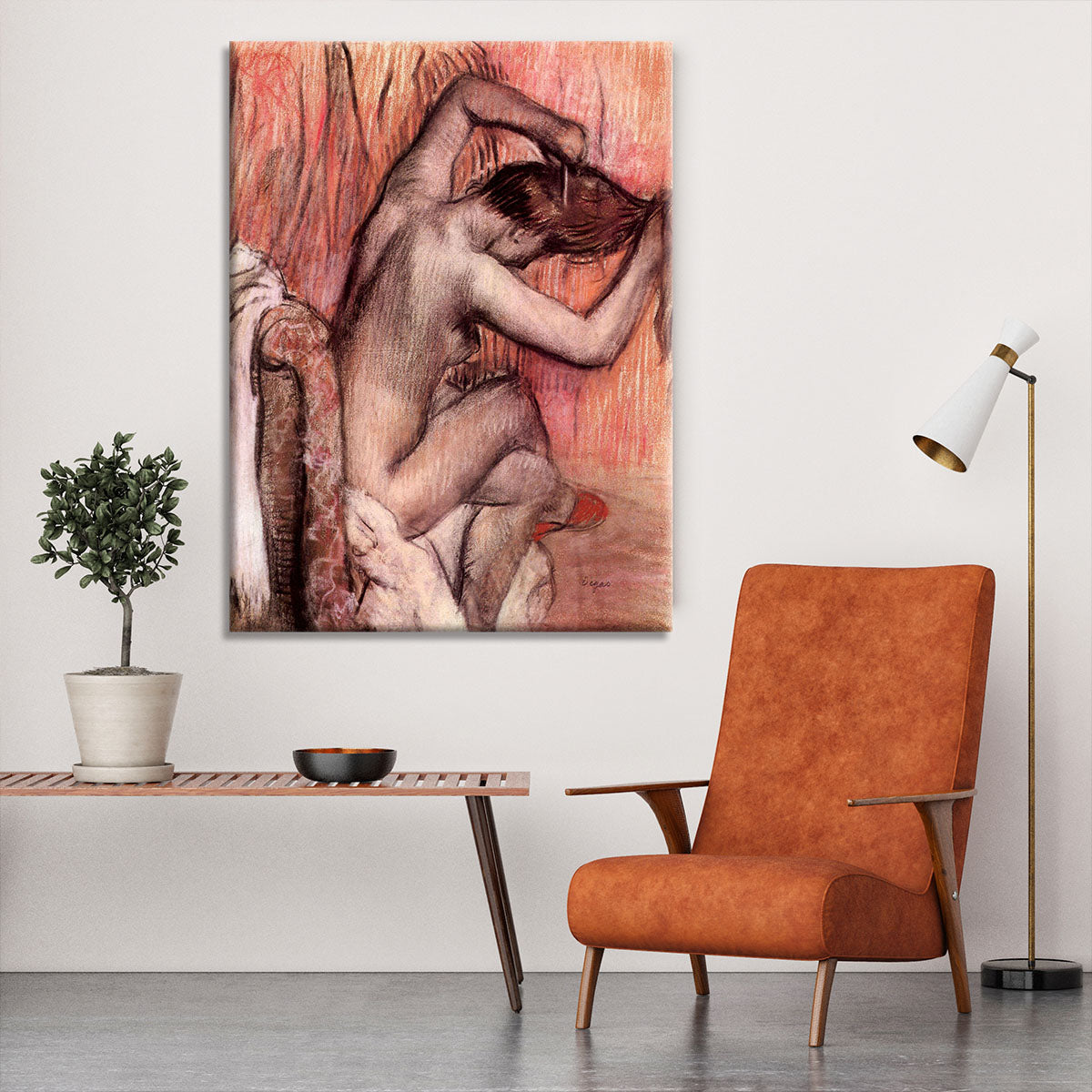 Sitting and brushing by Degas Canvas Print or Poster - Canvas Art Rocks - 6