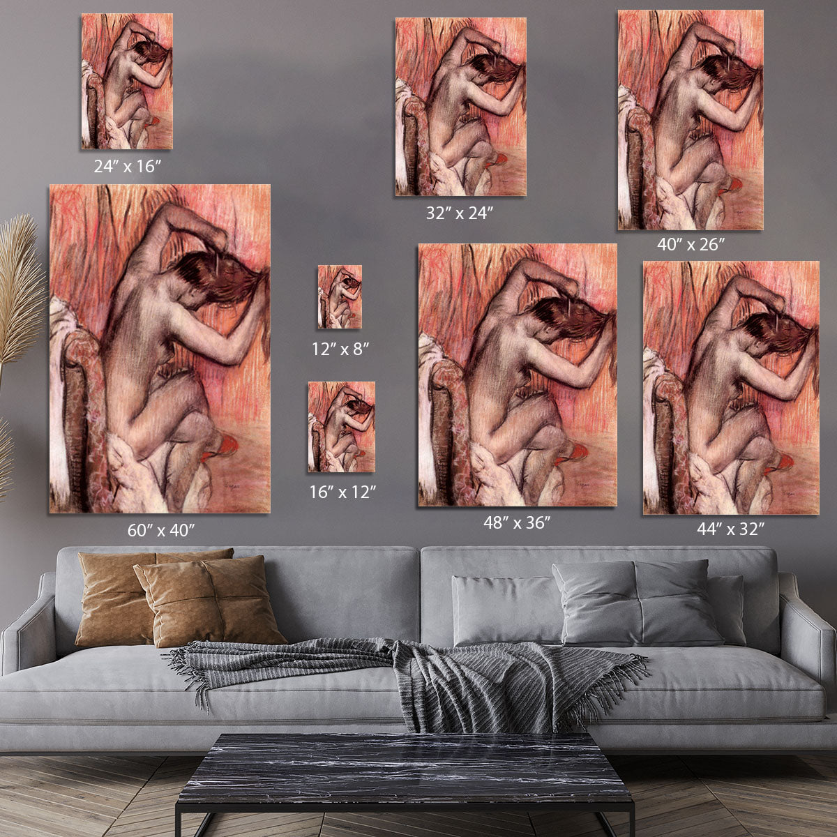 Sitting and brushing by Degas Canvas Print or Poster - Canvas Art Rocks - 7
