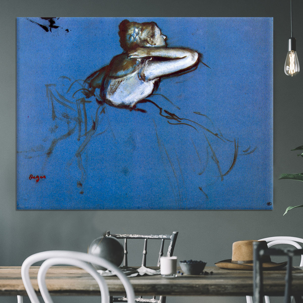 Sitting dancer in profile with hand on her neck by Degas Canvas Print or Poster - Canvas Art Rocks - 3