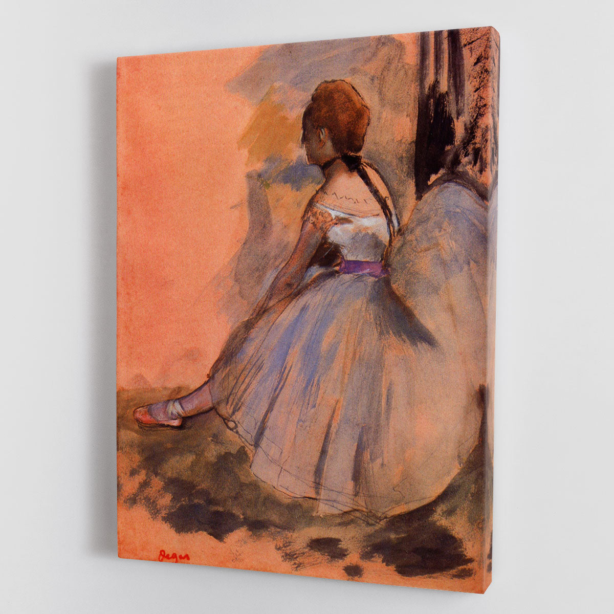 Sitting dancer with extended left leg by Degas Canvas Print or Poster - Canvas Art Rocks - 1