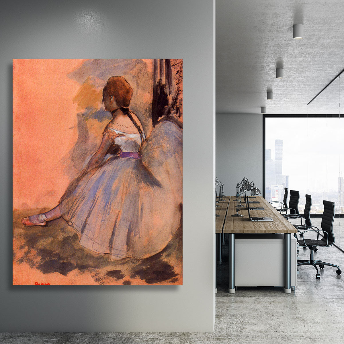 Sitting dancer with extended left leg by Degas Canvas Print or Poster - Canvas Art Rocks - 3