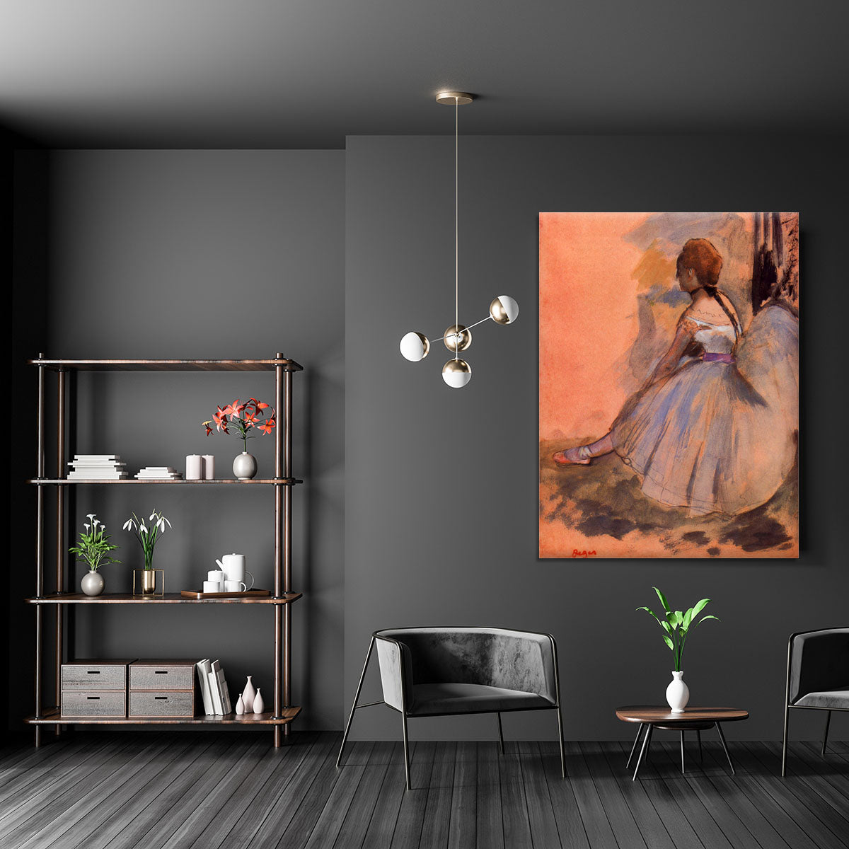 Sitting dancer with extended left leg by Degas Canvas Print or Poster - Canvas Art Rocks - 5