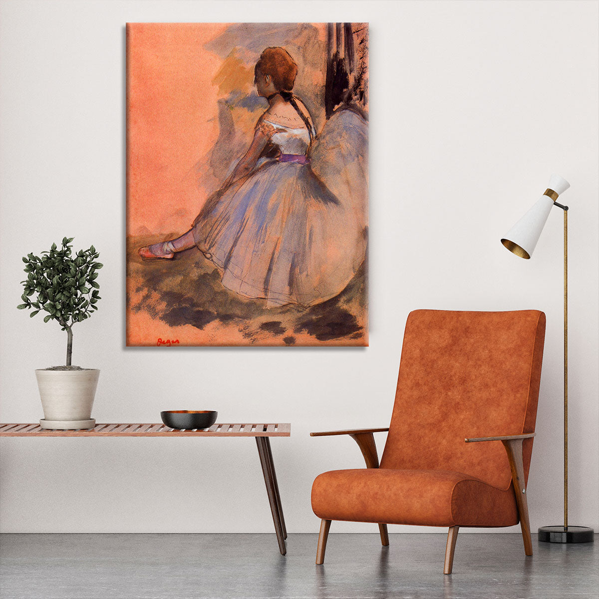 Sitting dancer with extended left leg by Degas Canvas Print or Poster - Canvas Art Rocks - 6