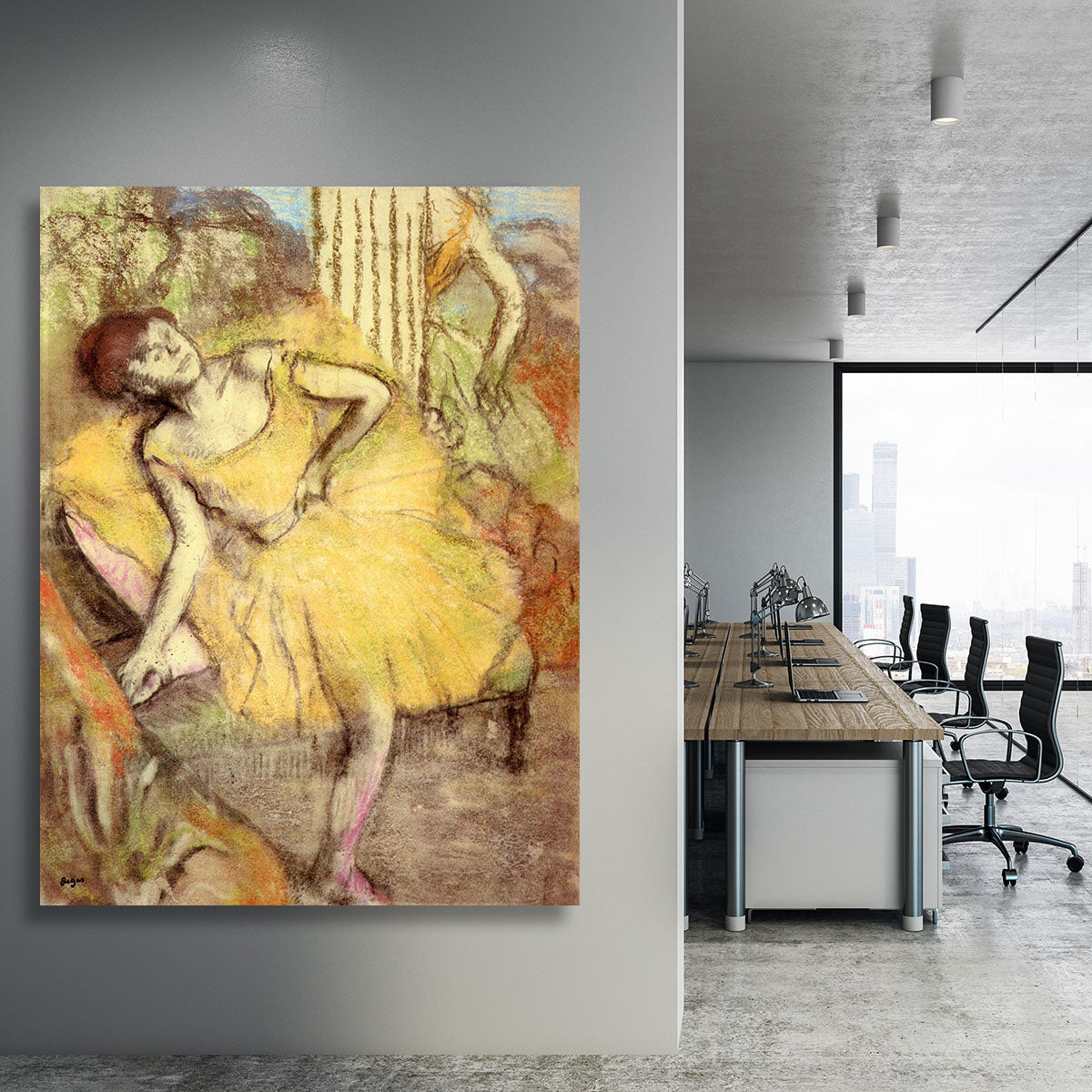 Sitting dancer with the right leg up by Degas Canvas Print or Poster - Canvas Art Rocks - 3