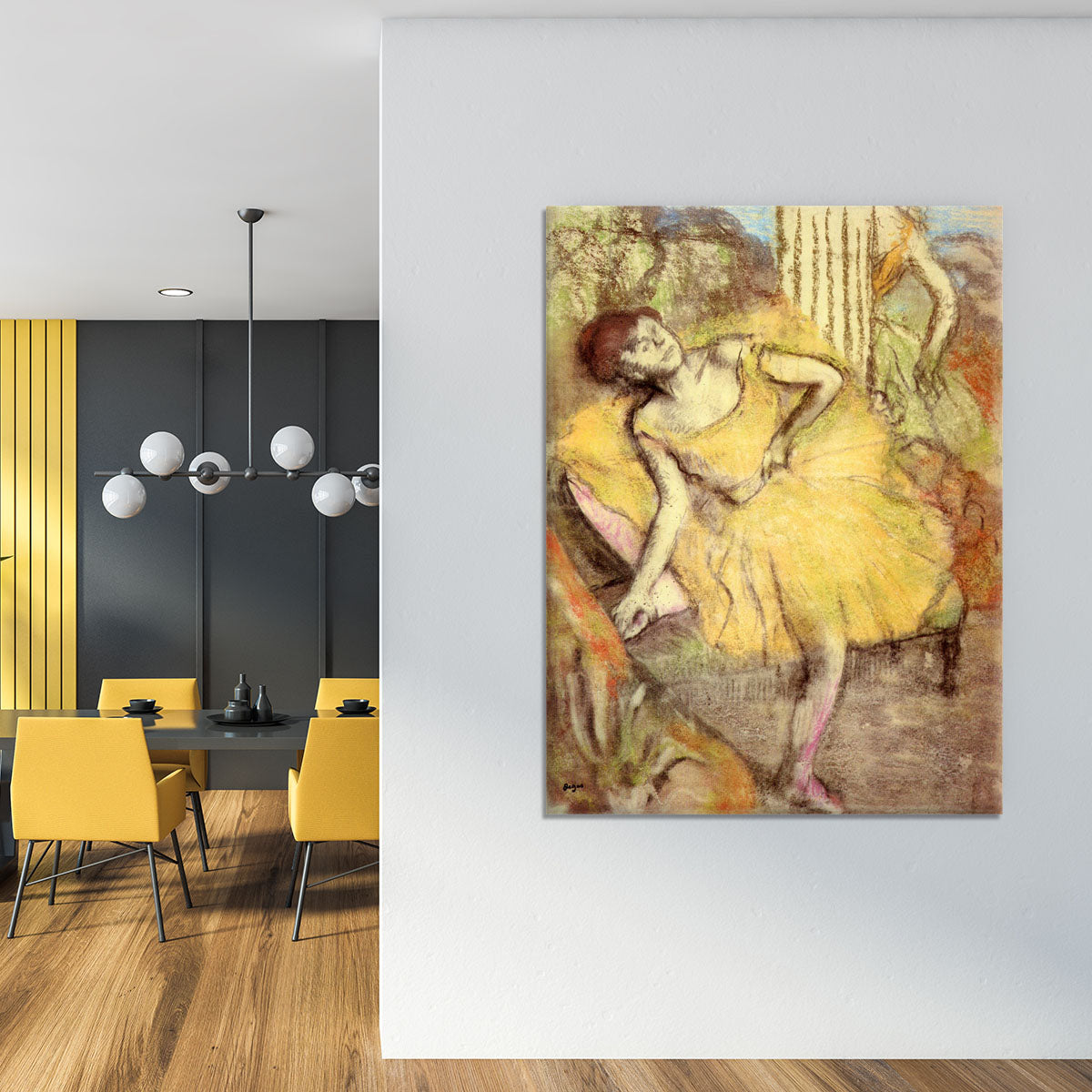 Sitting dancer with the right leg up by Degas Canvas Print or Poster - Canvas Art Rocks - 4