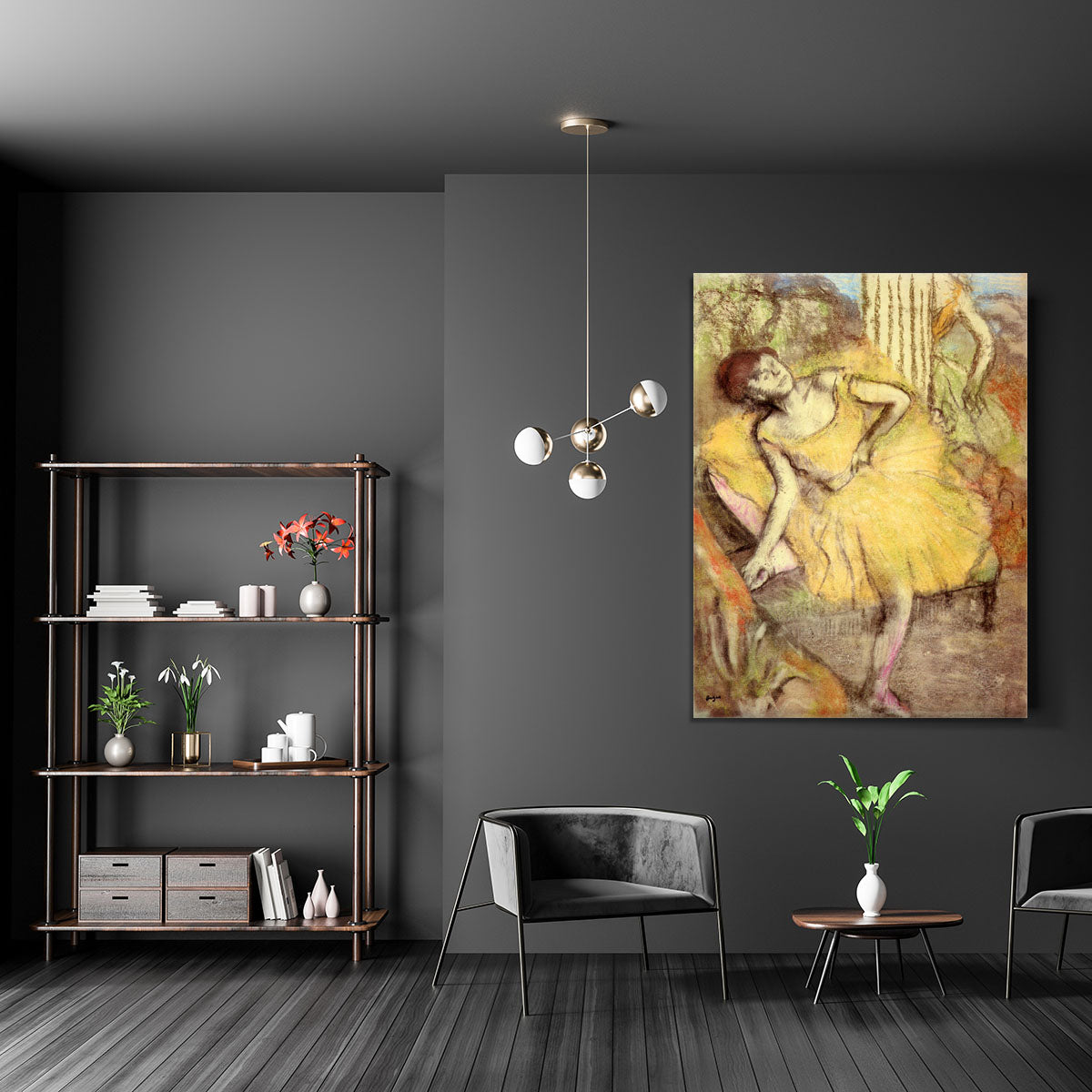 Sitting dancer with the right leg up by Degas Canvas Print or Poster - Canvas Art Rocks - 5